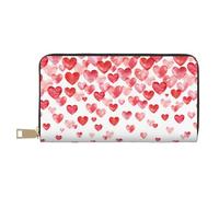 KLMELLMDE Men's Women's Falling Red Hearts Wallet, Printed Card Case, Multi-Compartment (with Coin Compartment, Credit Card Slots, Note Compartment.
