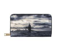 KLMELLMDE Men's Women's Giant Nuclear Ship Wallet, Printed Card Case, Multi-Compartment (with Coin Compartment, Credit Card Slots, Note Compartment.