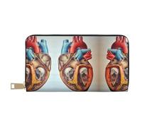 KLMELLMDE Men's Women's Human Anatomy Heart Chart Wallet, Printed Card Case, Multi-Compartment (with Coin Compartment, Credit Card Slots, Note Compartment.