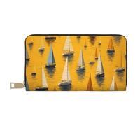 KLMELLMDE Men's Women's Many Sailboats Wallet, Printed Card Case, Multi-Compartment (with Coin Compartment, Credit Card Slots, Note Compartment.