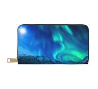KLMELLMDE Men's Women's Northern Lights Wallet, Printed Card Case, Multi-Compartment (with Coin Compartment, Credit Card Slots, Note Compartment.