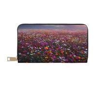 KLMELLMDE Men's Women's Vast Field of Blooming Flowers Wallet, Printed Card Case, Multi-Compartment (with Coin Compartment, Credit Card Slots, Note Compartment.