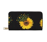 KLMELLMDE Men's Women's Weed with Sunflower Wallet, Printed Card Case, Multi-Compartment (with Coin Compartment, Credit Card Slots, Note Compartment.