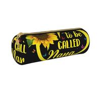 KLMELLMDE Round Zipped Leather Pencil Blessed to Be Called Sunflower Case for School Students, Art Pencil Case, Office Pencil Case