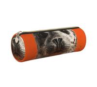 KLMELLMDE Round Zipped Leather Pencil Sea Lions Case for School Students, Art Pencil Case, Office Pencil Case