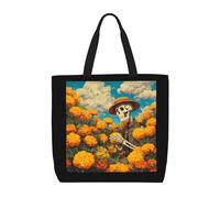 KLMELLMDE Skeleton Tote Bag, Reusable Canvas Shoulder Bag For Shopping, Work, Travel And Holidays Or School