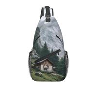 KLMELLMDE Small Chest Charming Mountain Cottages In The Austrian Alps Bag,Men'S Crossbody Chest Bag,Daily Lightweight Crossbody Bag,Hiking And Travelling Backpacks