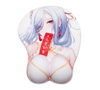 KLMIYDCR 3D Anime Gaming Mouse Pad with Gel Wrist Rest - Sexy Ergonomic Oppai Silicone Mouse Pad, Genshin Impact Soft Mouse Mat for Laptops & PCs