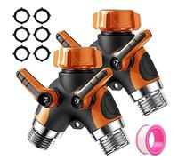 KLMNDUO 2 Way Y Hose Splitter 2 Pack Heavy Duty Two Way Water Splitter Hose y Splitter with 6 Rubber Washers and PTEP Tape for Drip Irrigation Lawn