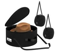 Klmnop 2 Pack Felt Cowboy Hat Storage Box, 16.54x7.48 Inch Crush-Proof & Dust-Proof Cowboy Hat Case for Women, Wide Brim Hats Carrier with Shoulder Strap & Handle for Travel & Closet Organizer