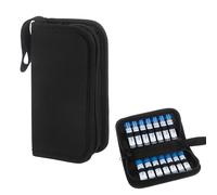Klmnop 2 Pack Homeopathy Storage Bag, Compact Travel Case Organizer for 14 Homeopathic Tubes, 7.1x3.5x1.6 Inch Waterproof 600D Oxford Cloth Black Carrier with Handle(Black)