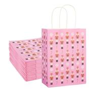 Klmnop 24 Pack Pink Nutcracker Gift Bags with Handles, Christmas Nutcracker Paper Gift Bags for Christmas Party Favors, Winter Wedding, Birthday Celebration, Candy Cane Party Supplies 5.9x8.3x3.1Inch