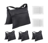Klmnop 4 Packs Sandbags Weight Bags for Photography Video Equipment, Heavy Duty Tripod Weight Sand Bags with 10 PE Bags for Backdrop Stand, Light Stand, Canopy, Pop up Tent, Umbrella Base(Black)