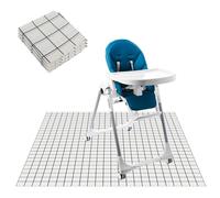 Klmnop 40 Pack Disposable Splat Mat for Under High Chair, Extra Large 55"x55" Waterproof Baby Splat Mat for Floor, Plastic High Chair Floor Mat for Baby Led Weaning(Blackwhite)