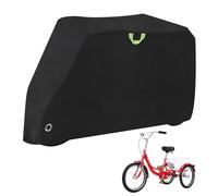 Klmnop Adult Electric Tricycle Cover for 26-29 Inch 3 Wheel Bicycle, Heavy Duty 420D Oxford Waterproof Windproof UV Protection Dustproof, Outdoor Storage Trike Protective Cover (Black)
