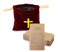 Klmnop Church Tithe Offering Bags with 100 Pcs Tithes and Offering Envelopes for Church, Offering Baskets with Wooden Handles, Churches Communion Supplies for Church Offerings Accessories(Red)