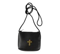 Klmnop Communion Burse for Pyx, Leather Burse with Strap for Communion Host Priests Deacons, Black, 10×10×2.5cm/4×4×1inch