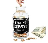 Klmnop Glass Tip Jar for Bartenders, 21×10cm Clear Tips Jar for Money, Tip Bucket for Restaurant Bartender Cafes Bars & Musicians