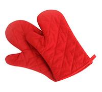 Klmnop Oven Mitts Kitchen Cotton Cute Long Microwave Oven Gloves, Heat Resistant Glove for Cooking, Food, Frying, Baking Premium Durable Mitts 1 Pair Red