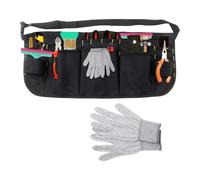 Klmnop Waist Tool Apron with Gloves, Multi-Pocket Car Wrap Tools Bag with Adjustable Belt, Window Tint Pouch for Film Application and Sign Making(Black)