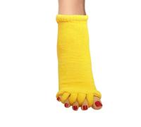 Klmnop Women Toe Separator Socks Yoga Sports GYM Foot Alignment Pain Massage Toeless Socks 1 Pair, Yellow, ONE SIZE