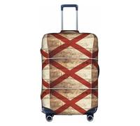 KLNBV Alabama State Flag on Old Wood Grain Postcard Suitcase Cover Luggage Protector Fits Four Size Suitcases, White/Opulent Garden, M