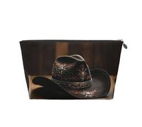 KLNBV American West Rodeo Hat Travel Toiletry Bag Make Up With One Zipper And Big Enough For Cosmetics Tools, Silver, One Size