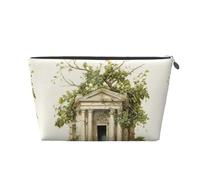 KLNBV Antique Building With Roman Olive Branch And Greek Travel Toiletry Bag Make Up With One Zipper And Big Enough For Cosmetics Tools, Silver, One Size