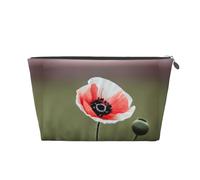 KLNBV Beautiful Poppy Flower Ink Travel Toiletry Bag Make Up With One Zipper And Big Enough For Cosmetics Tools, Silver, One Size