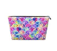 KLNBV Beautiful Rainbow Colors Mermaid Travel Toiletry Bag Make Up With One Zipper And Big Enough For Cosmetics Tools, Silver, One Size
