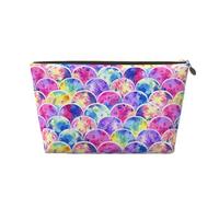 KLNBV Beautiful Rainbow Colors Mermaid Travel Toiletry Bag Make Up With One Zipper And Big Enough For Cosmetics Tools, Gold, One Size