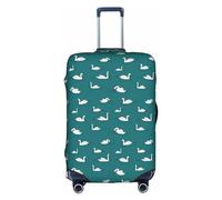 KLNBV Cute Swans Suitcase Cover Luggage Protector Fits Four Sizes Suitcase, White, M