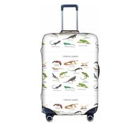 KLNBV Different Types Of Lizard Suitcase Cover Luggage Protector Fits Four Sizes Suitcase, White, L