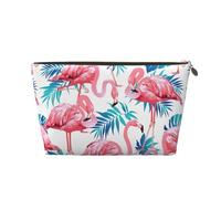 KLNBV Flamingo Bird Green Plant Leaf Travel Toiletry Bag Make Up With One Zipper And Big Enough For Cosmetics Tools, Gold, One Size