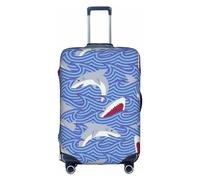 KLNBV Foraging Fish Suitcase Cover Luggage Protector Fits Four Sizes Suitcase, White, M