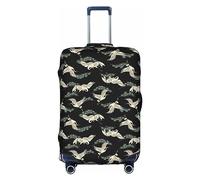 KLNBV Japanese Crane & Pine Suitcase Cover Luggage Protector Fits Four Sizes Suitcase, White, XL