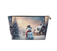 KLNBV Merry Christmas Cute Snowman Travel Toiletry Bag Make Up With One Zipper And Big Enough For Cosmetics Tools, Gold, One Size