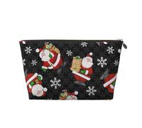 KLNBV Merry Christmas Happy Travel Toiletry Bag Make Up With One Zipper And Big Enough For Cosmetics Tools, Gold, One Size