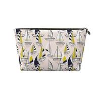 KLNBV Pink Sketch Sailing Travel Toiletry Bag Make Up With One Zipper And Big Enough For Cosmetics Tools, Gold, One Size
