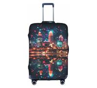 KLNBV Portland At Night Suitcase Cover Luggage Protector Fits Four Sizes Suitcase, White, S