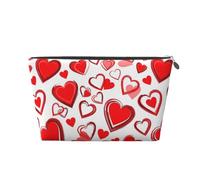 KLNBV Romantic Red Heart Travel Toiletry Bag Make Up With One Zipper And Big Enough For Cosmetics Tools, Silver, One Size