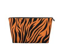 KLNBV Tiger Stripes Orange Pattern Travel Toiletry Bag Make Up With One Zipper And Big Enough For Cosmetics Tools, Silver, One Size
