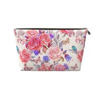 KLNBV Travel Toiletry Bag Flower Rose Butterfly Makeup Bag with One Zipper, Large Enough for Cosmetic Tools, Gold, One Size, gold, standard size
