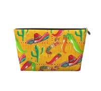 KLNBV Travel Toiletry Bag with Cactus Hat and Chili Pepper with One Zipper, Large Enough for Cosmetic Tools, Gold, One Size, gold, standard size