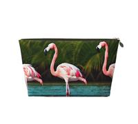 KLNBV Two Flamingos Travel Toiletry Bag Make Up With One Zipper And Big Enough For Cosmetics Tools, Gold, One Size