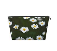 KLNBV Wild White Daisy Flower Travel Toiletry Bag Make Up With One Zipper And Big Enough For Cosmetics Tools, Silver, One Size