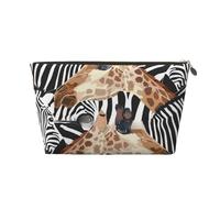 KLNBV Zebra And Giraffe Travel Toiletry Bag Make Up With One Zipper And Big Enough For Cosmetics Tools, Gold, One Size