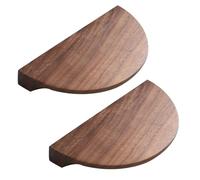 KLNCXC Cabinet Handles 2 Packs Cabinet Pulls Walnut Wood Cupboard Handles Semi-Circular Drawer Knobs Half-Moon Kitchen Door Levers for Bathroom,Closet,Wardrobe(12cm)