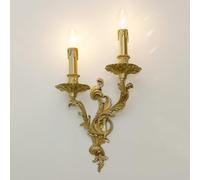 Klobvtt 2-lights Candle Wall Sconce Brass Wall Lamp French Style Sconces Wall Lighting Fixture Retro Hardwired Wall Mount Light for Living Room Bedroom Hallway E14 Wall Lamps