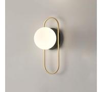 Klobvtt Globe Glass Wall Light Modern Wall Sconce Vanity Wall Lamp Mid Century Sconces Wall Lighting with White Glass Ball for Living Room Bedroom Restaurant G9 Hardwired Lights